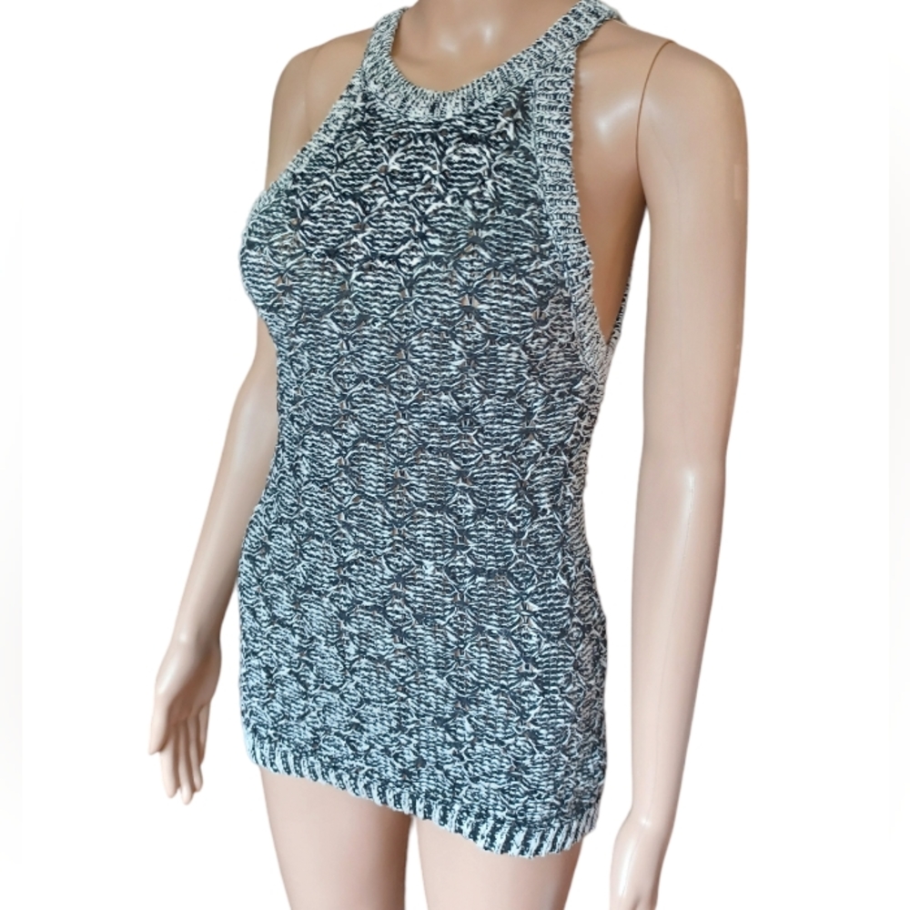 Anthropologie Moth Womens Sleeveless Marble Knit Top Scooped Neckline Size XS